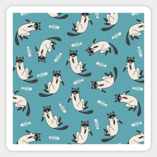 Fish Bone and Siamese Cat Pattern Sticker